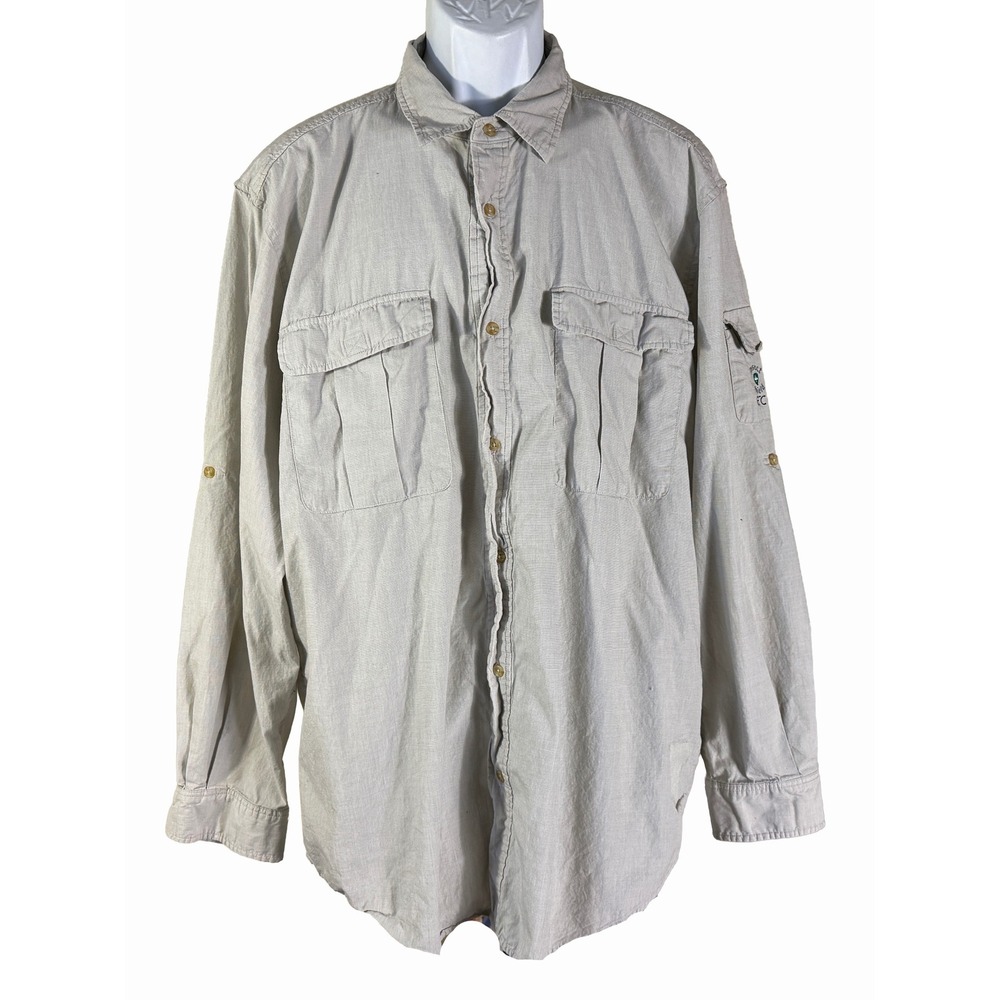 Insect Shield FTC Fishing Shirt Mens XXL Tan Vented Utility Safari